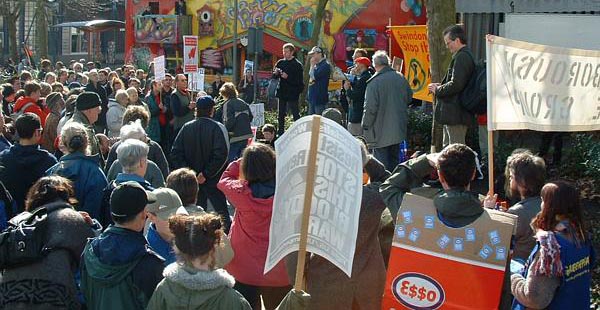 Members of Swindon Stop the War coalition demonstrate against war on Iraq in March 2003.